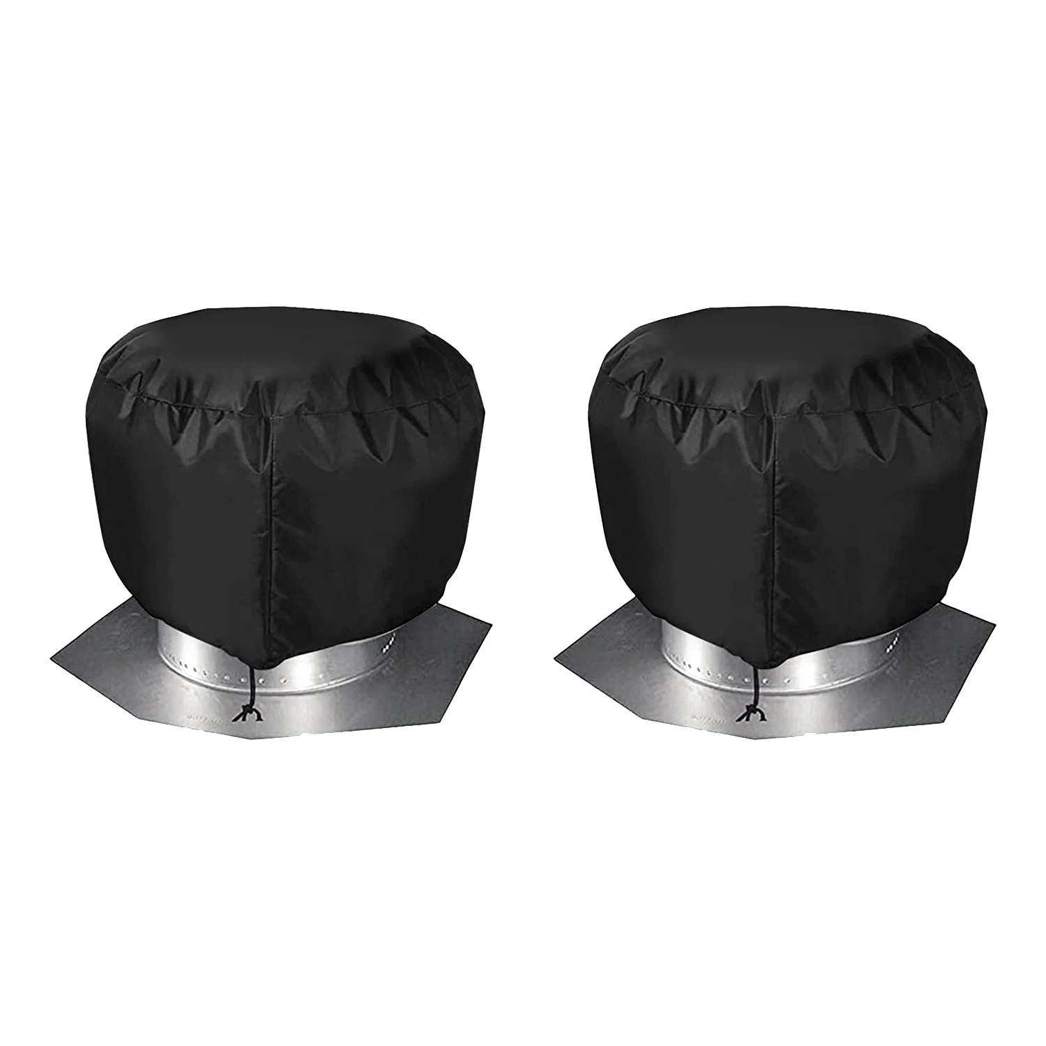 ABBO-2Pcs Roof Vent Cover House Roof Turbine Hoods Shield Canvas 20Inch X 20Inch Black