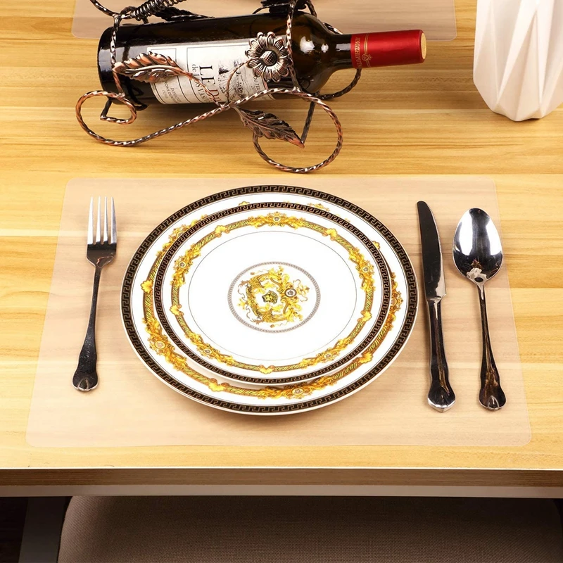 1/4/10pcs Clear Place Mats,Transparent Plastic Placemats Set for Dining Table, Keeps Table or Desktop Cloth Cleaner, Washable