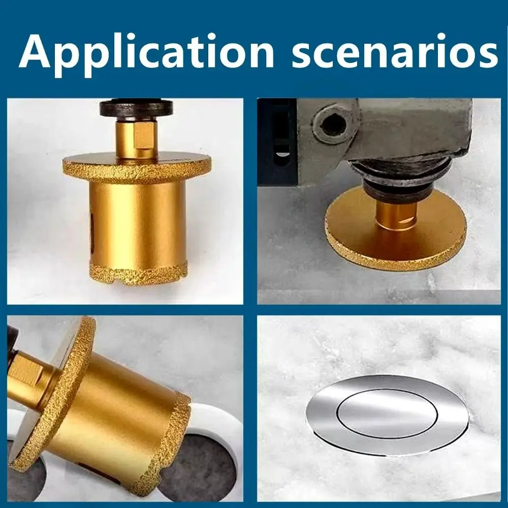 Vacuum Brazed Craft M14 Vacuum Brazed Diamond Hole Saw Fine Diamond Grain M14 Thread Shank Marble Drilling Tool Standard Thread