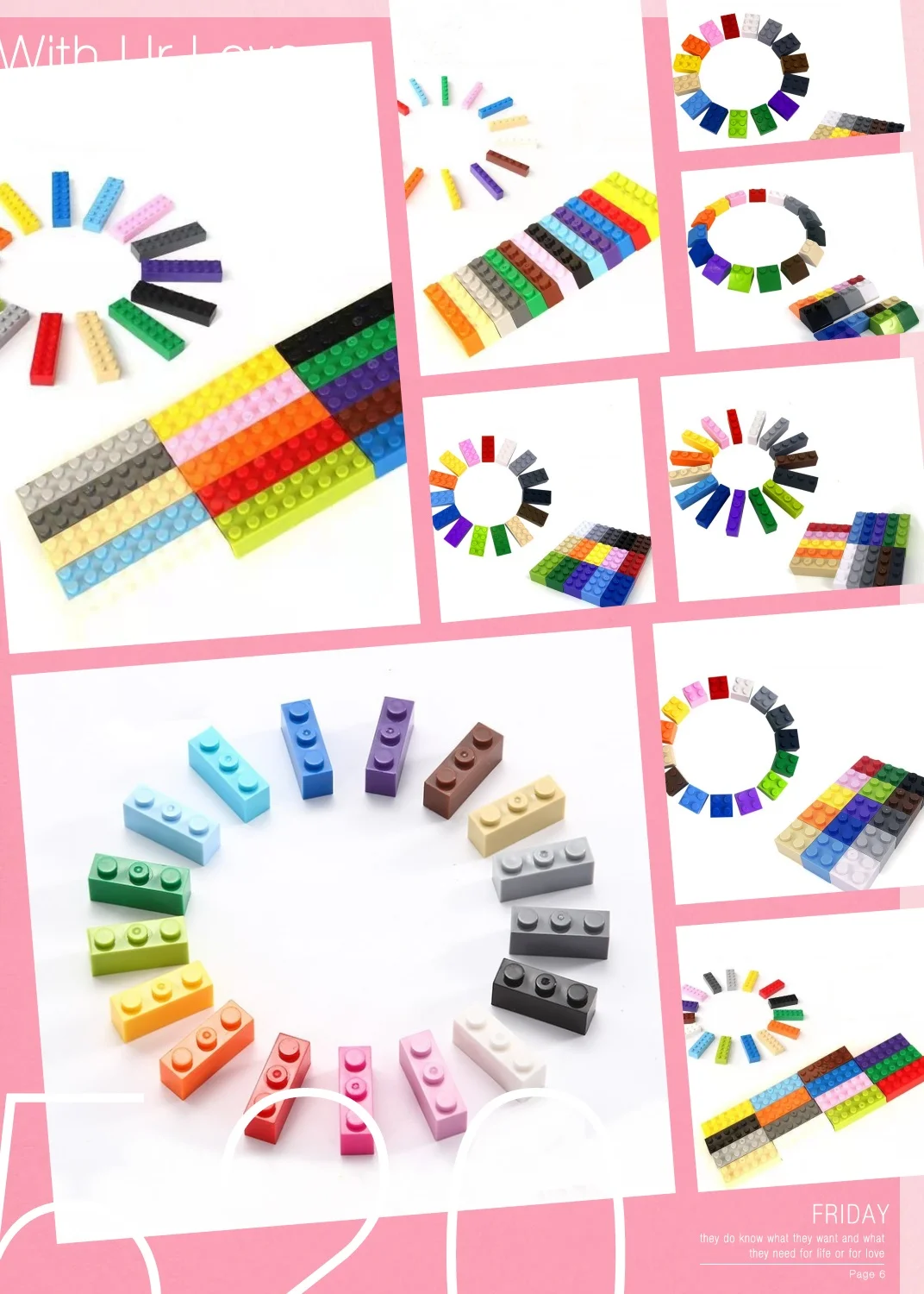 Children\'s Building Toys Compatible with Lego Single Shape 2*8 2*6 dots Big brick DIY 100g/200g/300g