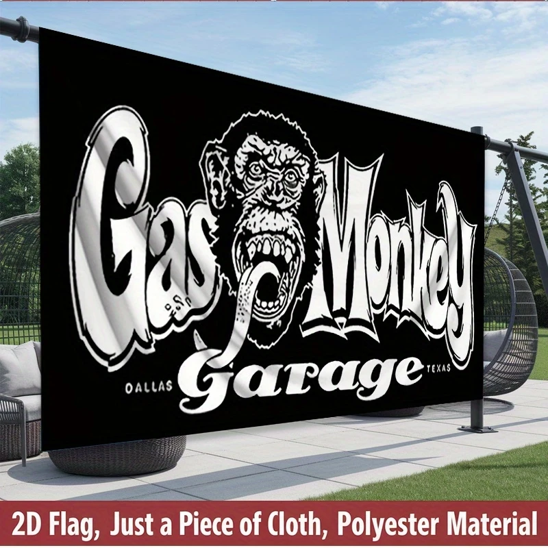 VIKAMA American Retro Gas Monkey Garage Tapestry Background Fabric Garage Atmosphere Room Decoration