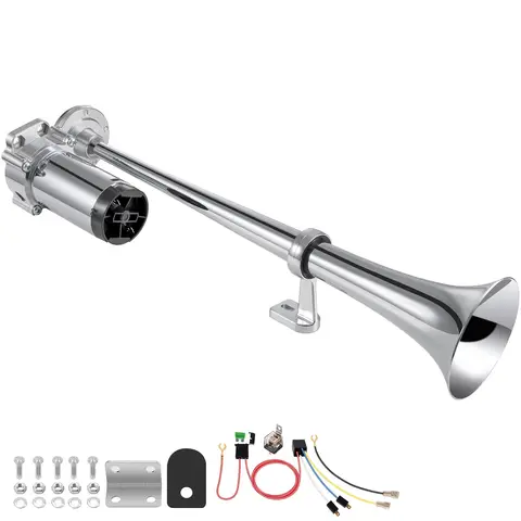 ALLREY Air Horn for Truck Boats Car, 12V 130dB Super Loud Train Horns Kit with 120 PSI Air Compressor Single Trumpet Air Horn Loud for SUV Train Loud Air Horns