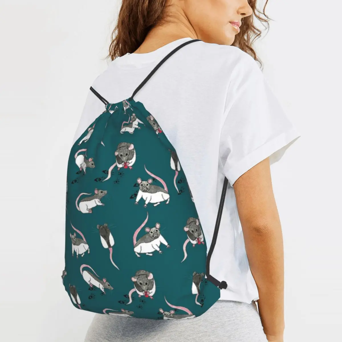 

Rats Backpacks Fashion Drawstring Bundle Pocket Sports Bag Book Bags for Travel School