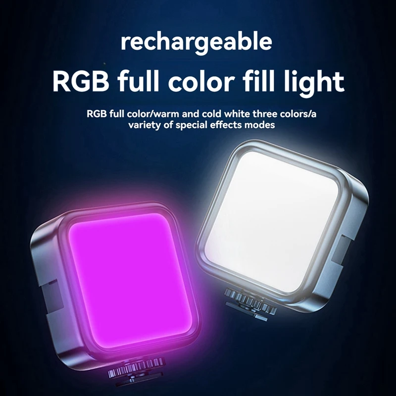 Мини RGB полноцветный заполняющий свет светодиодный портативный атмосферный видеосвет для зеркальных камер и видеокамер