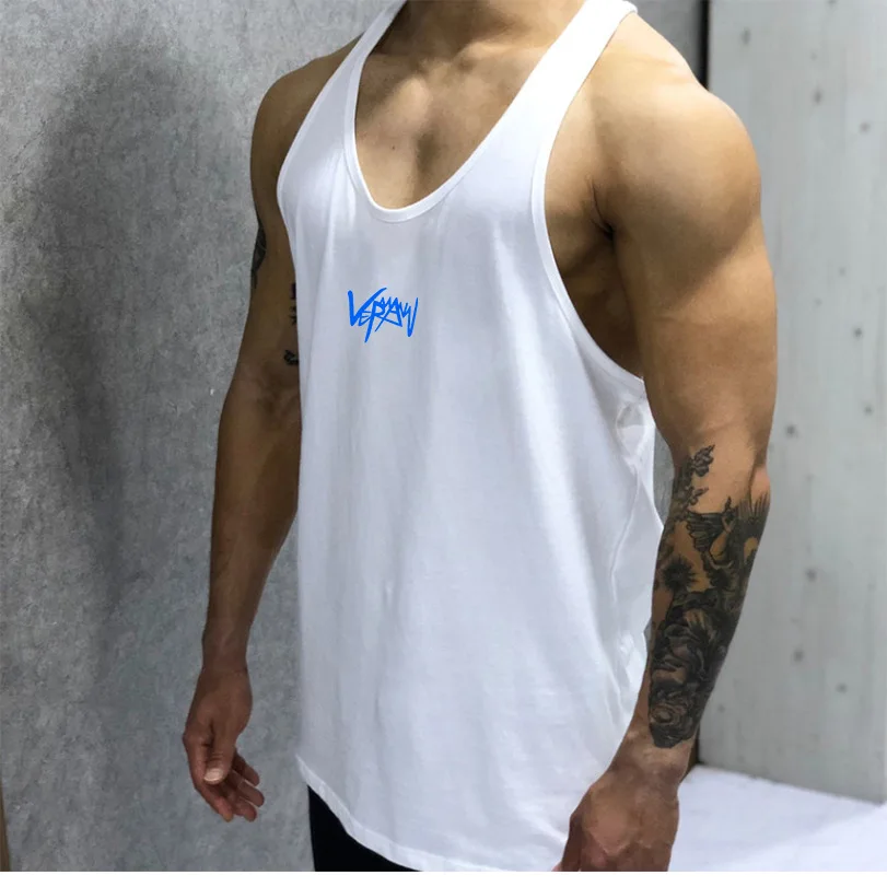 2024 New Men\'s Sports Vest, Muscle Shaped Men\'s Racerback, Training Sleeveless T-shirt, Trendy Men\'s Loose Fitness Shirt