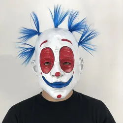 Joker Mask Cosplay Adult Blue Hair Clown Red Face Latex Masks Helmet Halloween Carnival Dress Up Party Costume Props