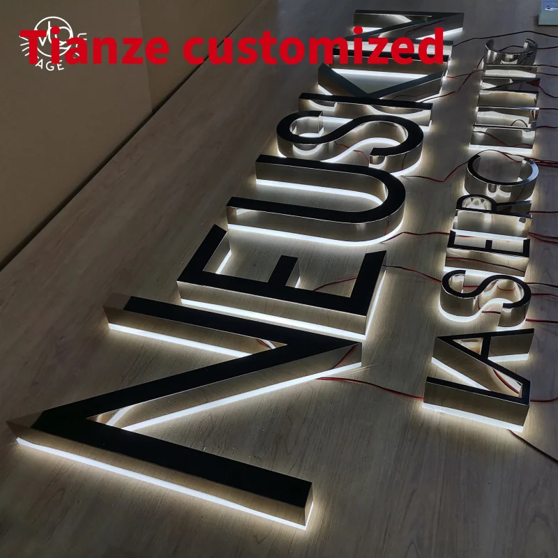 (customized)Store Front Sign Metal 3d Stainless Steel Backlit Channel Letters Outdoor Waterproof Metal Led Channel Letters