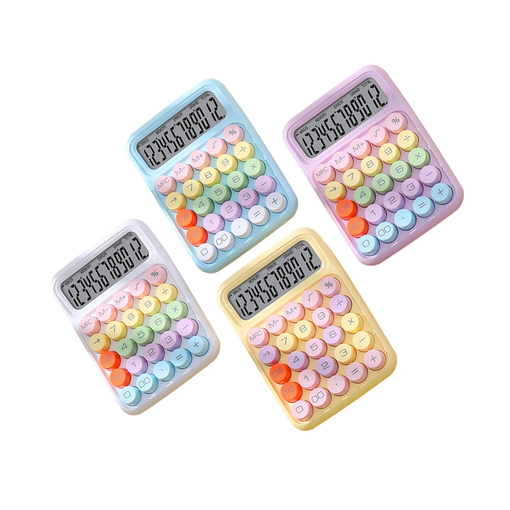 1PC 12-digit Keyboard Calculator Office Mechanical Calculator Cute Candy Color Calculator Desktop Stationery For Office School