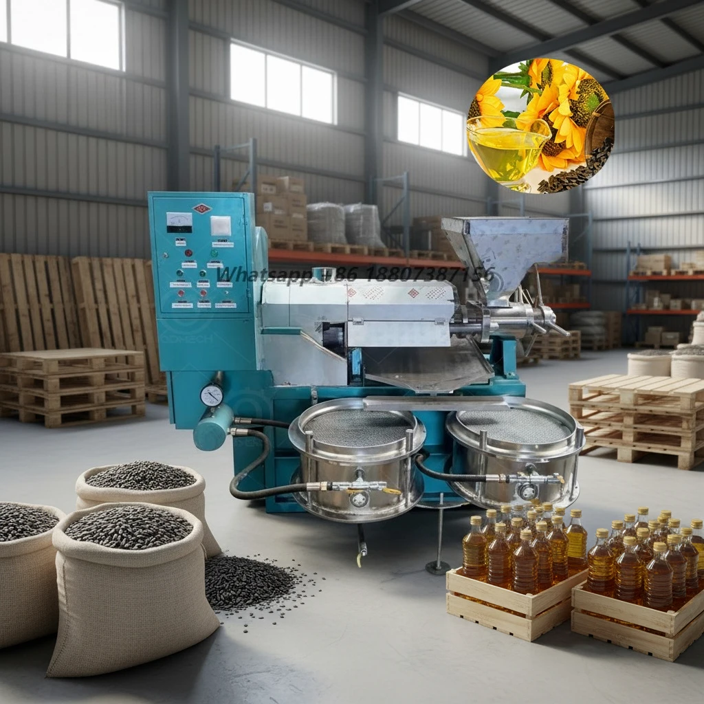 HN QDMECH High Yield Oil Press Device Peanut Camellia Seed Processing Vertical Oil Press Machine Commercial Oil Extractor