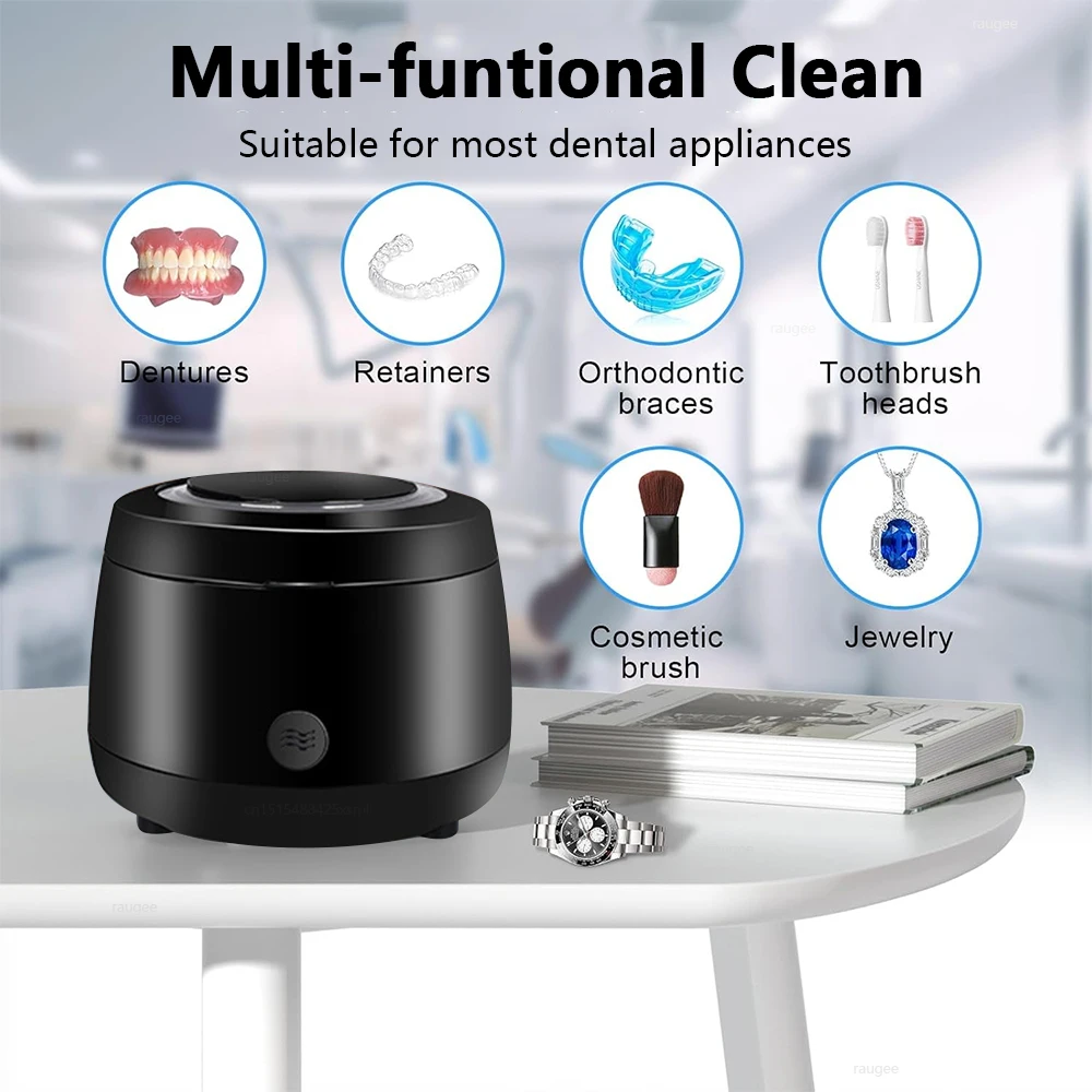 Ultrasonic Cleaner for Dentures 43KHz Professional Ultrasound Cleaning Machine for Dental Retainer Jewelry Cleaner with UV Light