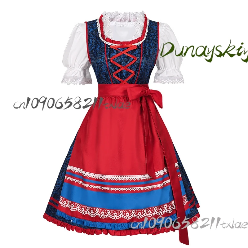 Костюм баварской пивной горничной на Хэллоуин/Рождество/Великобритания/Октоберфест - регулируемое корсетное платье с тематическими аксессуарами