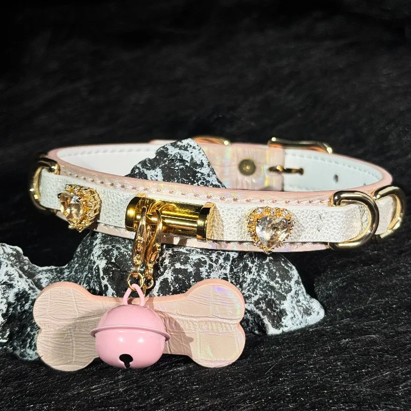 Fresh Color Scheme Design Cowhide Collar Women's Leather Custom Handmade Original Advanced Sense Can Be Pulled