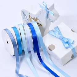 YAMA 6 9 13 16 19 22 mm Single Face Satin Ribbon 100yards Blue for Party Wedding Decoration Handmade Rose Flowers Ribbongs