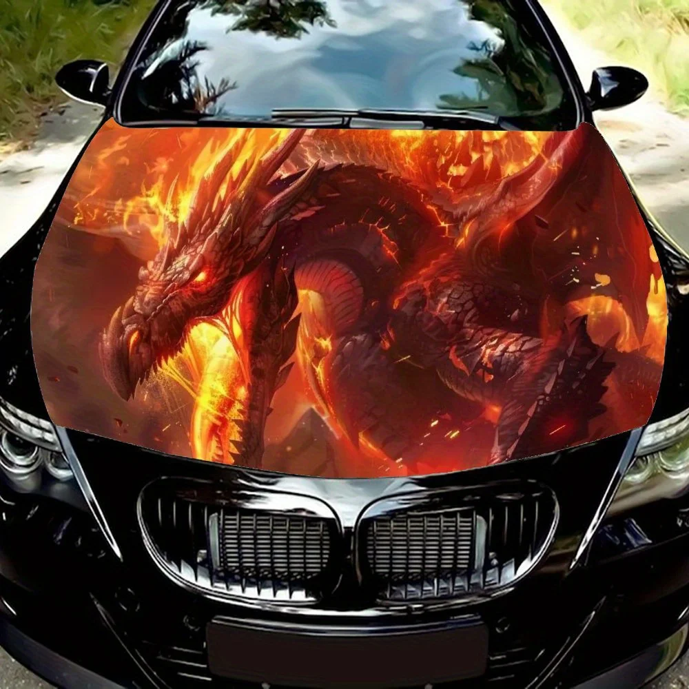 

Fire Breathing Dragon Design Vinyl Packaging, Used for Car Hood Protection Film, Waterproof and Scratch Resistant | Ideal Gift f