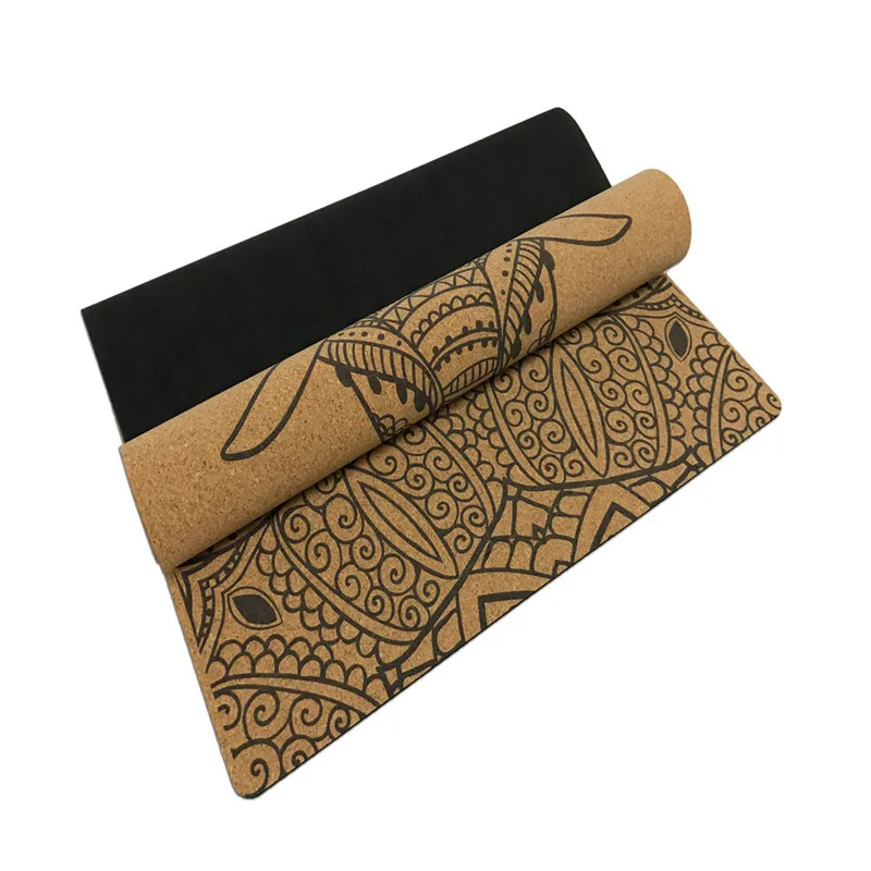 Comfortable Cork Exercise Fitness Yoga Mat Natural Rubber Eco-friendly Slip-resistant Hot Black Back Nice Design коврик для йоги