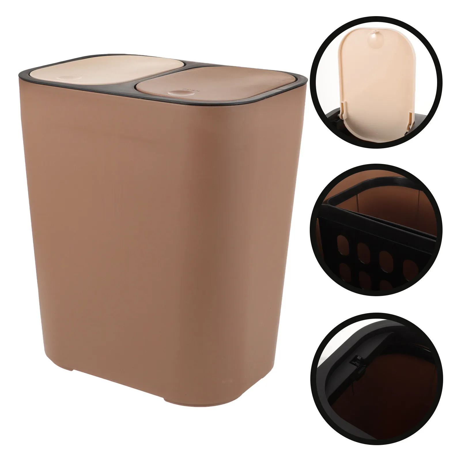 

1Pcs Double-Deck Garbage Can Plastic Wet Dry Separation Dustbin Large Opening Trash Container for Home Office Kitchen Wastebin