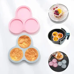 Reusable Air Fryer Egg Mold Non-Stick Air Fryer Baking Pan 3 Cavity Silicone Muffin Pans for Baking Hamburger Bun Pan Bakeware
