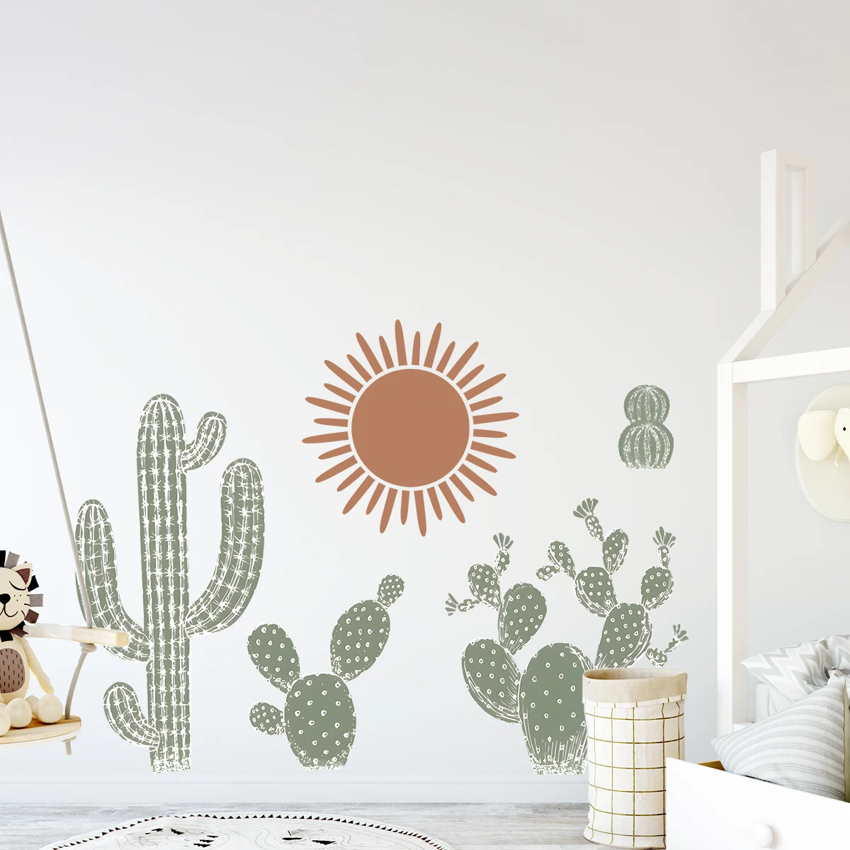 Cartoon Cute Cactus Boho Wall Art Wall Stickers Removable for Bedroom Living Room Nursery Decoration Wall Decals