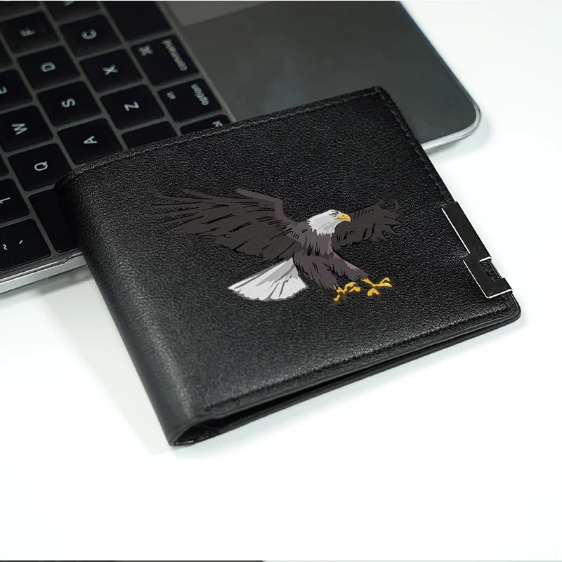 독수리 엠블럼 PU 가죽 지갑 남성용 슬림 비즈니스 스타일 내구성이 뛰어난 경량 일상 필수 패션 액세서리
