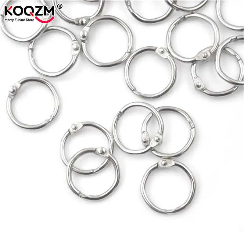 50Pcs Metal Ring Binder Staple Book Binder Albums Loose-leaf Book Hoops 15-80mm Loose Leaf Ring Keychain Office Binding Supplies