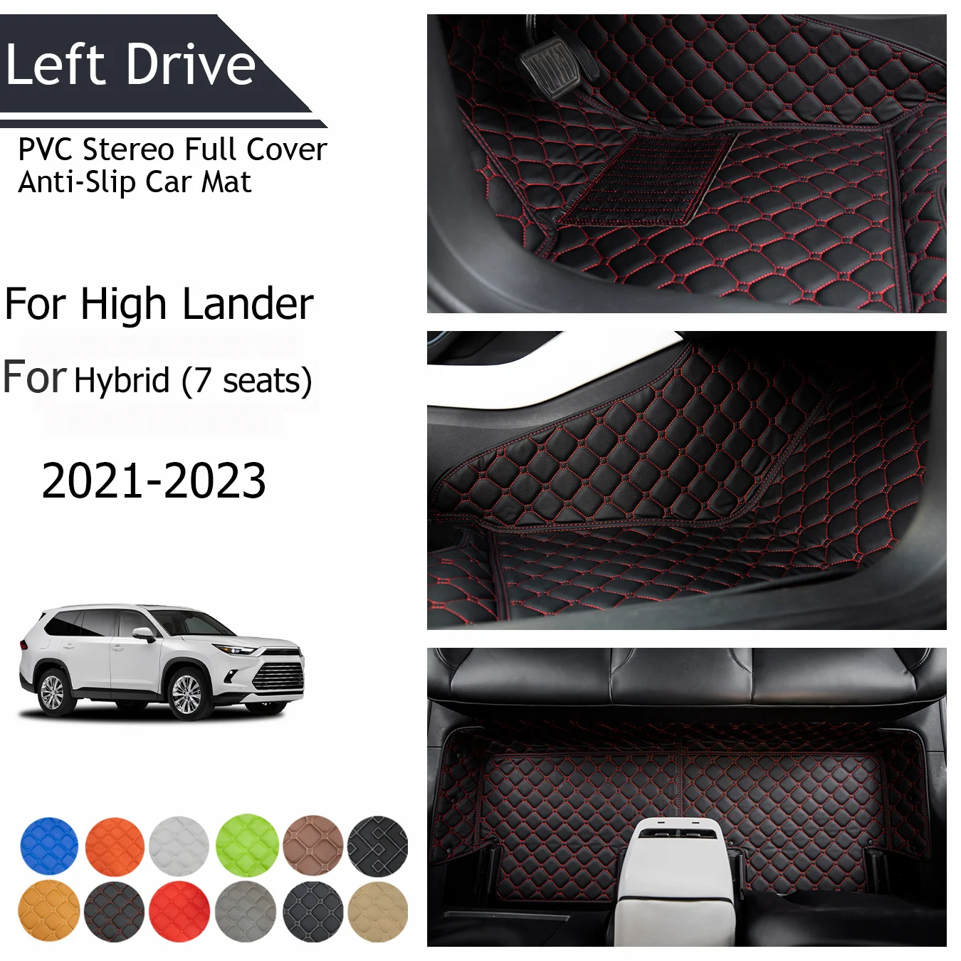 

TEGART【LHD】Fits For Toyota High Lander Hybrid (7 seats) 2021-2023 Three Layer PVC Stereo Full Cover Anti-Slip Car Mat