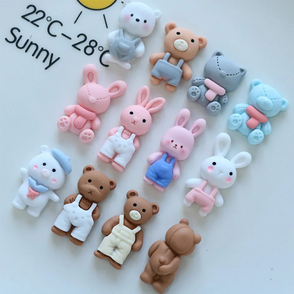 10 pezzi di pantaloni Kawaii serie animali cabochon in resina con retro piatto per forcina scrapbooking gioielli fai da te accessori per la decorazione artigianale