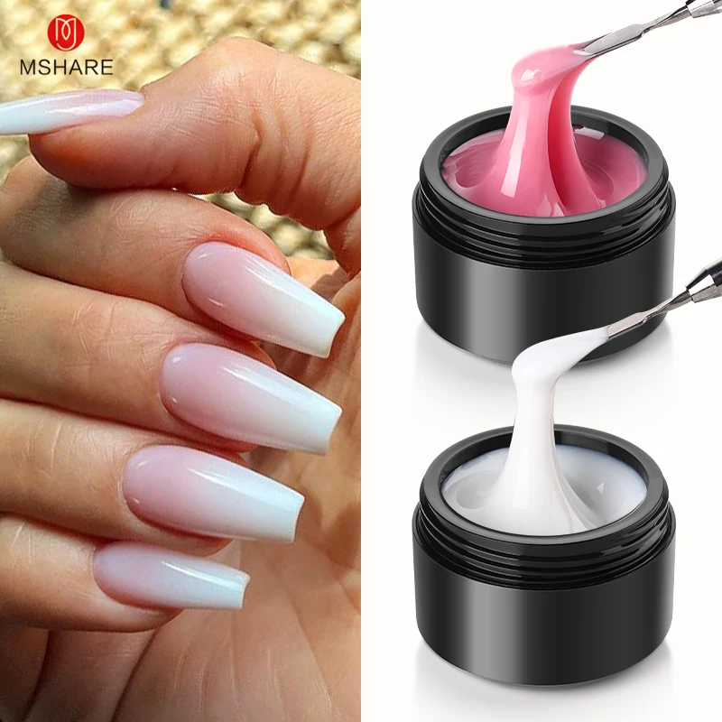 MSHARE Natural Pink Builder Nails Gel Extension 50ml Self Leveling Cover Shade UV Led Gel