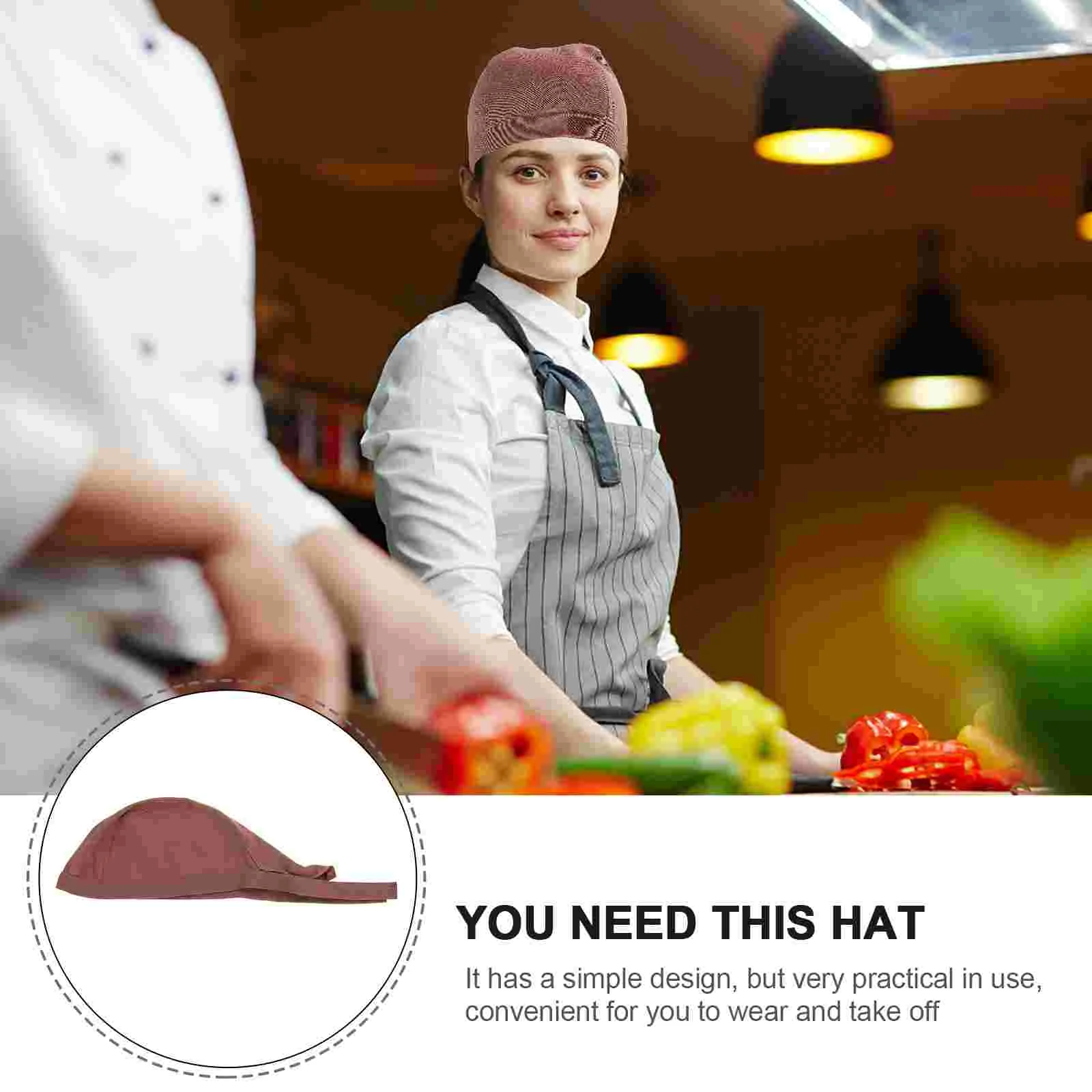 Chapeau de chef en coton pour hommes, 2 pièces, bandana, couvre-chef de cuisine, ruban de boulanger