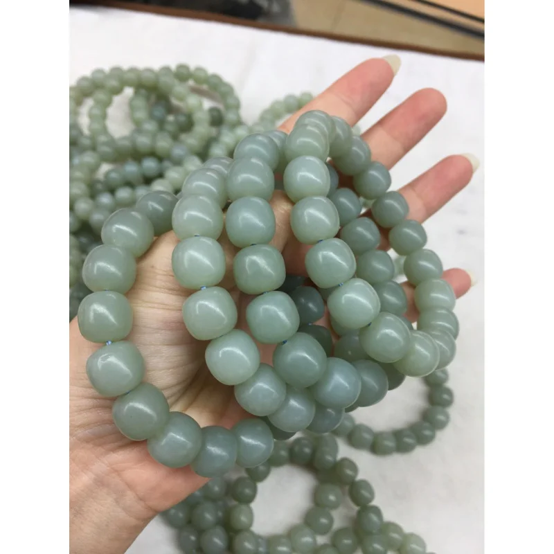 

Hetian Jade Qiemo Blue 11-12mm Hanging Piece Pendant Bracelet Diy Accessories Wholesale