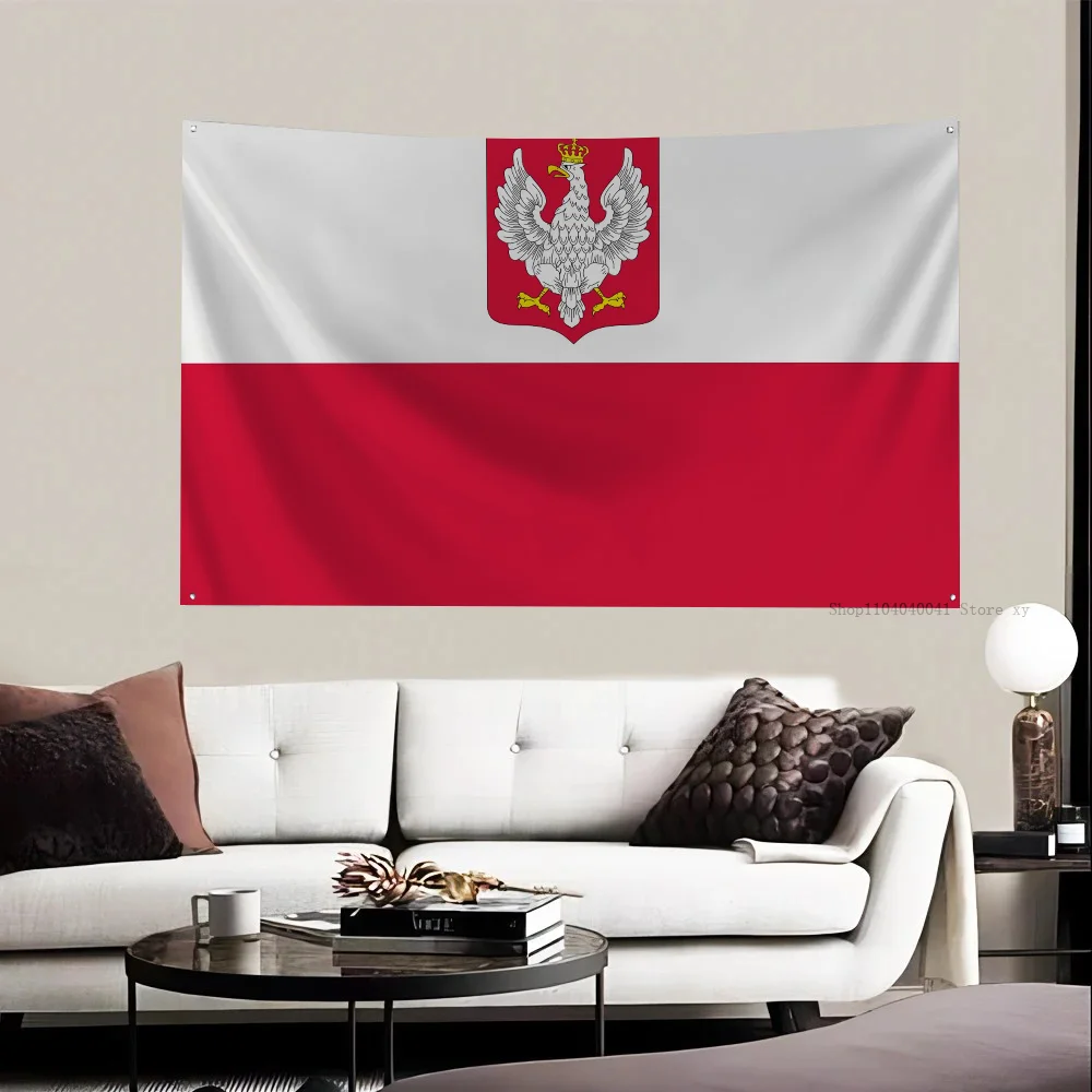 1pc Poland State Ensign Flag Banners Four Hole Flag Polyester Outdoor Decor Room Aesthetic