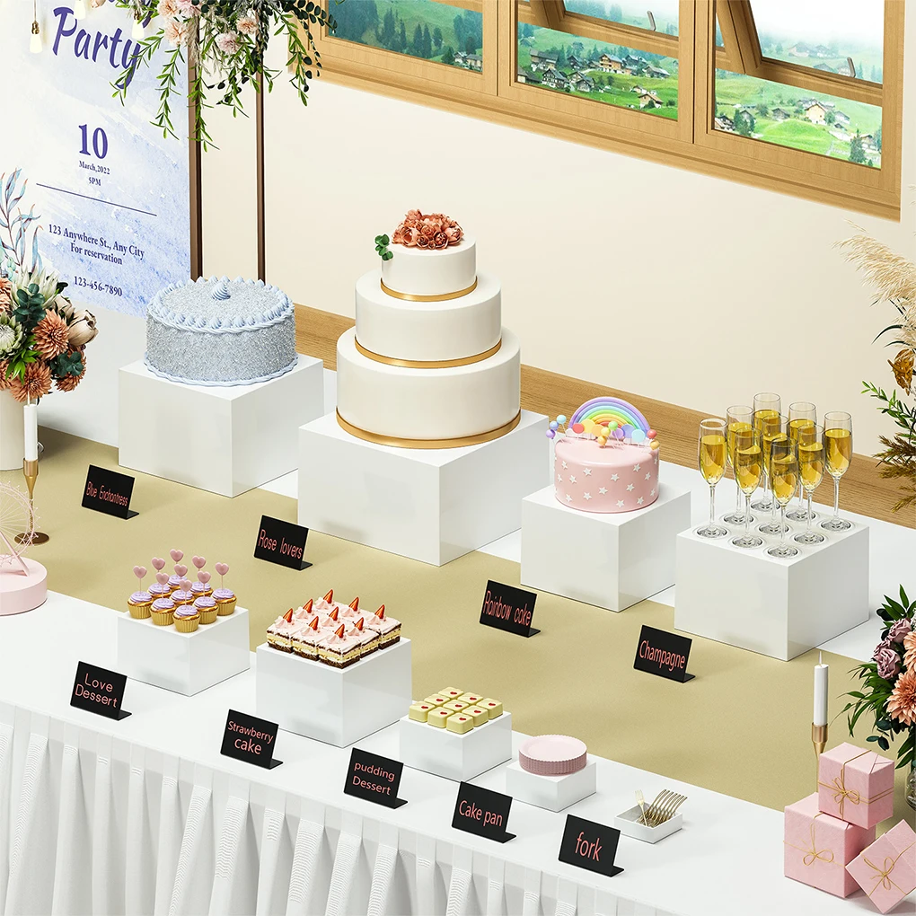 

Elegant Acrylic Buffet Risers For Dessert And Candy Display Cake Stand Fittings Table Display Stand 6+7+8inch white