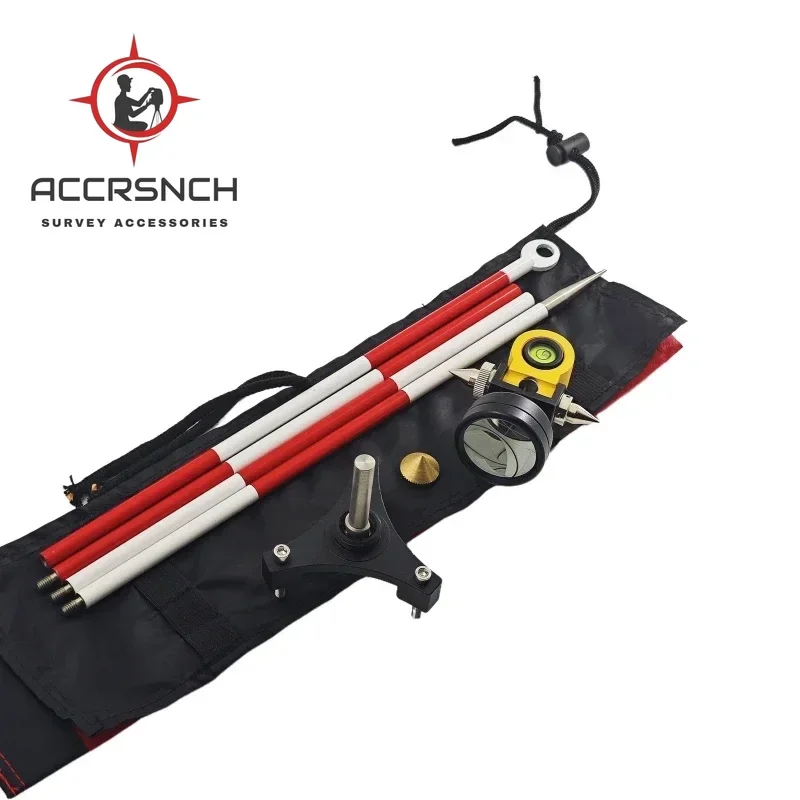 ACCR Mini Sliver Coated Prism FDC065 with Three Jaw Tribrach Base for Top for All Total Station with 4 Poles Extend To 1.2M