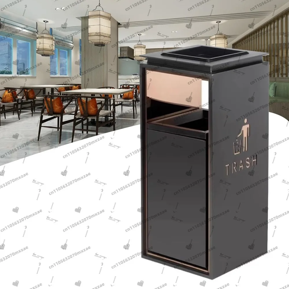 سلة المهملات التجارية الخارجية، سلة المهملات الداخلية والخارجية المصنوعة من الفولاذ المقاوم للصدأ مع غطاء، للمكتب ومدخل مصعد المطعم