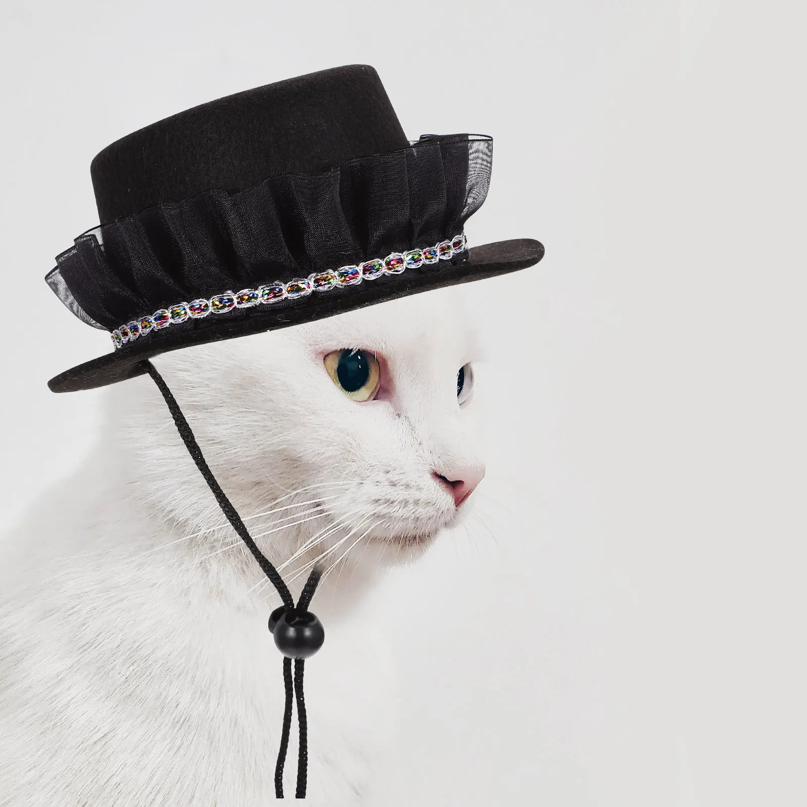 

Portable Dog Cat Hat Bowler Pet Accessory Adjustable Decorative Small Puppy Kitten Wear Resistant Long Use Parties Carnival