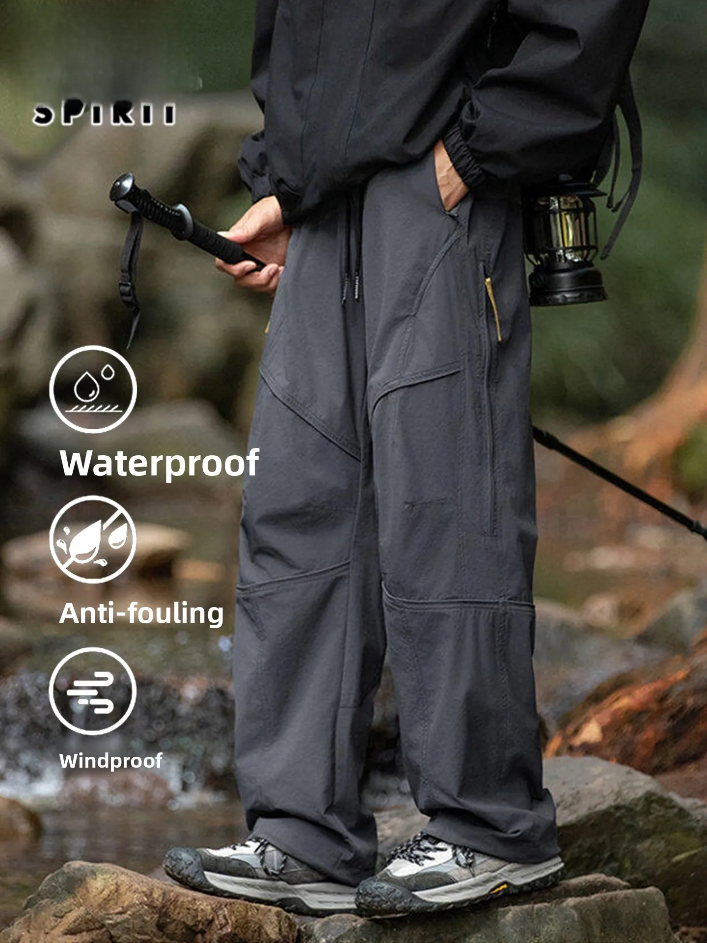 

Американские повседневные походные брюки, рабочая одежда, джинсы, свободный крой, прямые брюки с эластичной резинкой на талии, уличные ветрозащитные осенние мужские брюки...