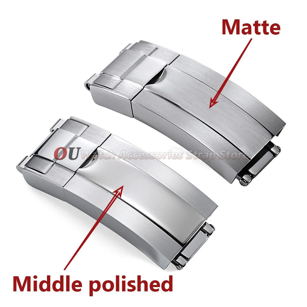9mmx16mm Stainless Steel Deployment Clasp for Rolex Submariner Oysterflex Daytona GMT Watch Band Double Safety Fold Watch Buckle - view 6