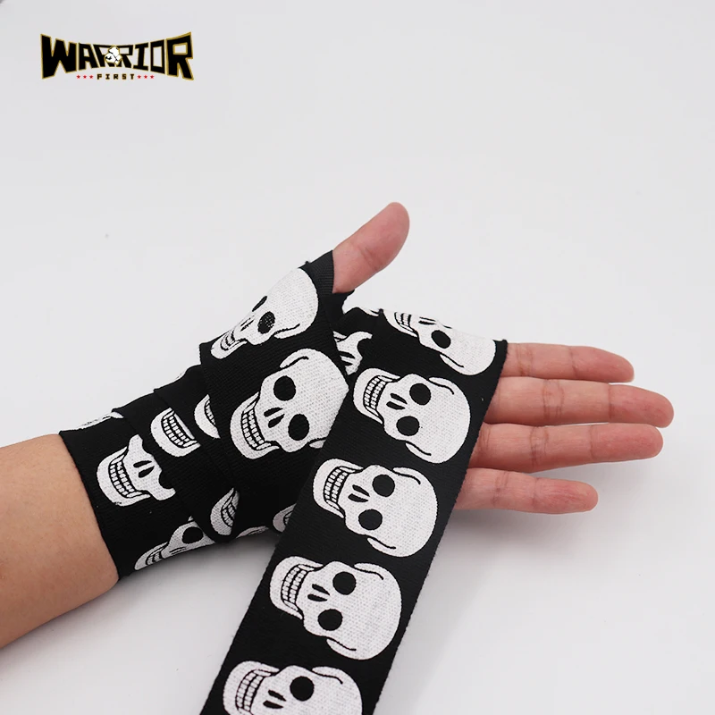 1 Pair 3m/5m Hand Wraps Boxing Bandages / Handwraps / kickboxing Hand Wrap Skull Print Pattern Sports Sanda Kick Hand Gloves