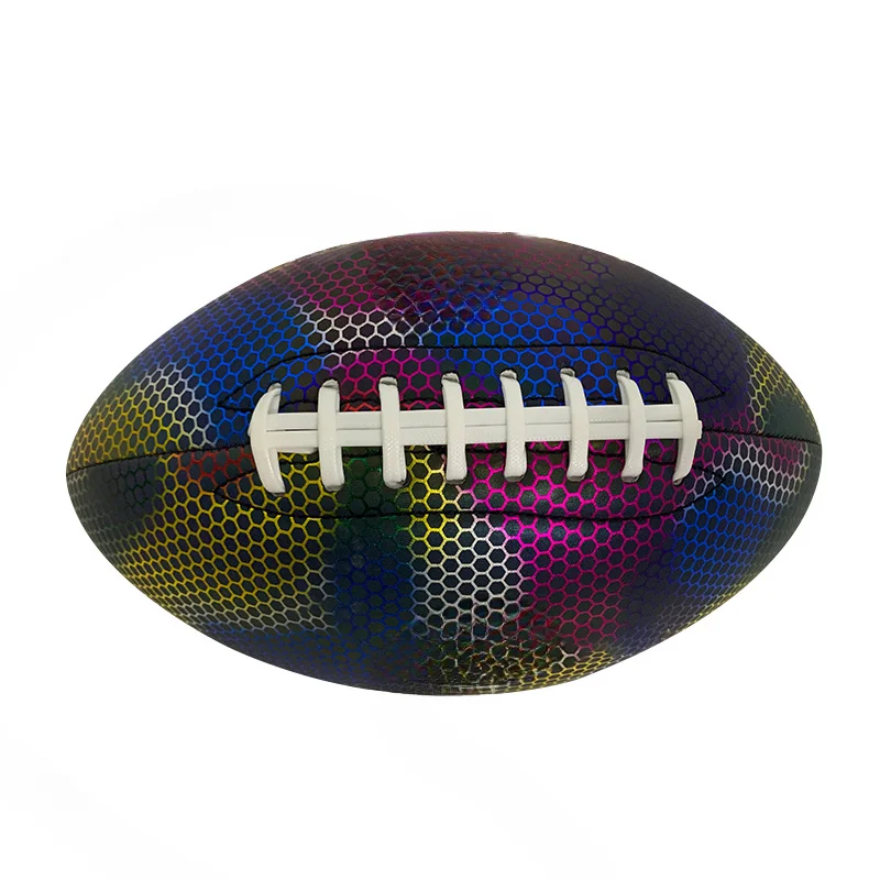 Glowing American Football Ball Match Training Reflective Pu Foam Rugby Balls