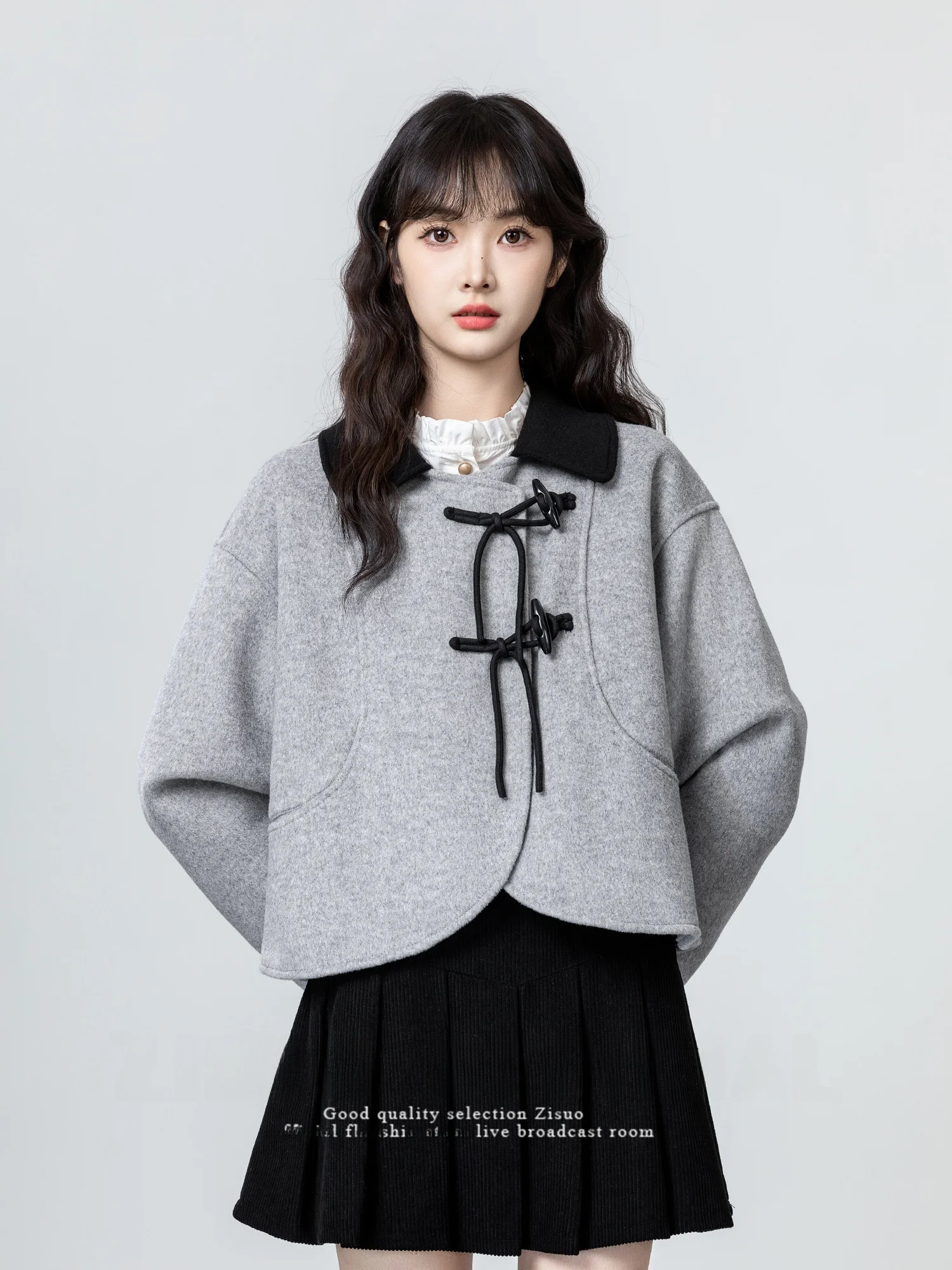 

Двустороннее шерстяное пальто, женское пальто с отложным воротником, осень-зима, новая китайская верхняя одежда на пуговицах, корейская свободная...