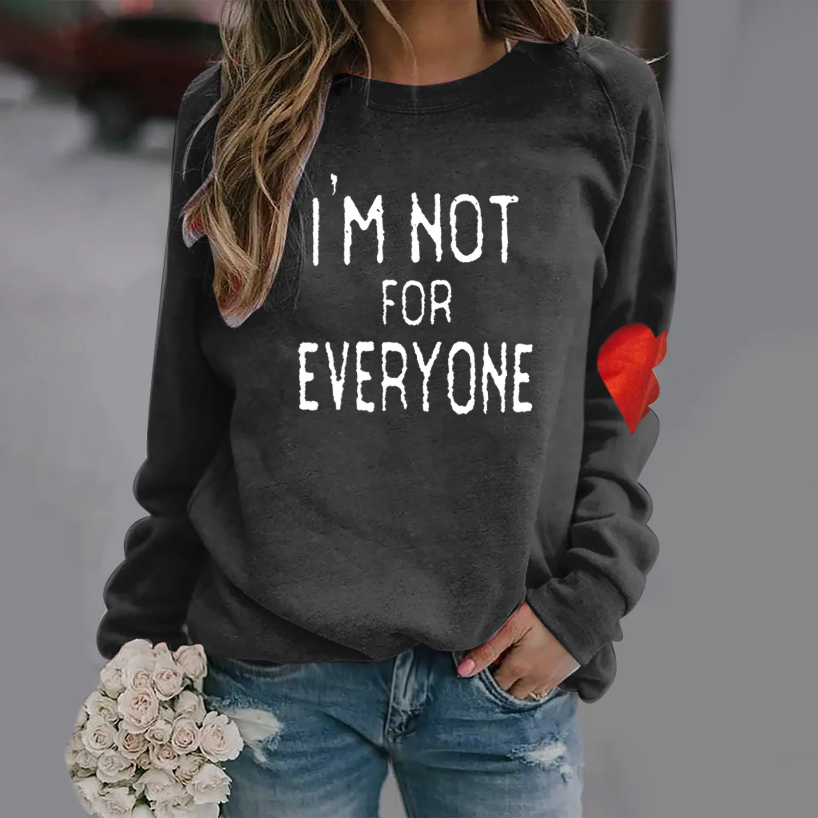 

Ladies Fashionable Hoodies Round Neck Long Sleeve Letter Printing Women's Sweatshirt Simplicity Loose Casual Pullover Tops