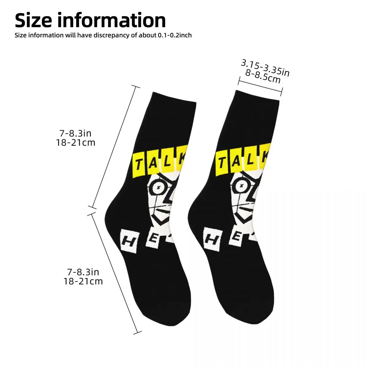 Crazy compression Best Logo Music Rock Sock for Men Vintage Talking Heads Seamless Pattern Crew Sock Casual