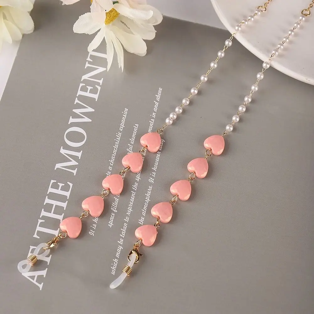 

Шейный ремешок в форме сердца, металлическая цепочка, маска, анти-потерянные цепочки, цепочки для очков с жемчугом, цепочки для солнцезащитных очков, шнур для очков