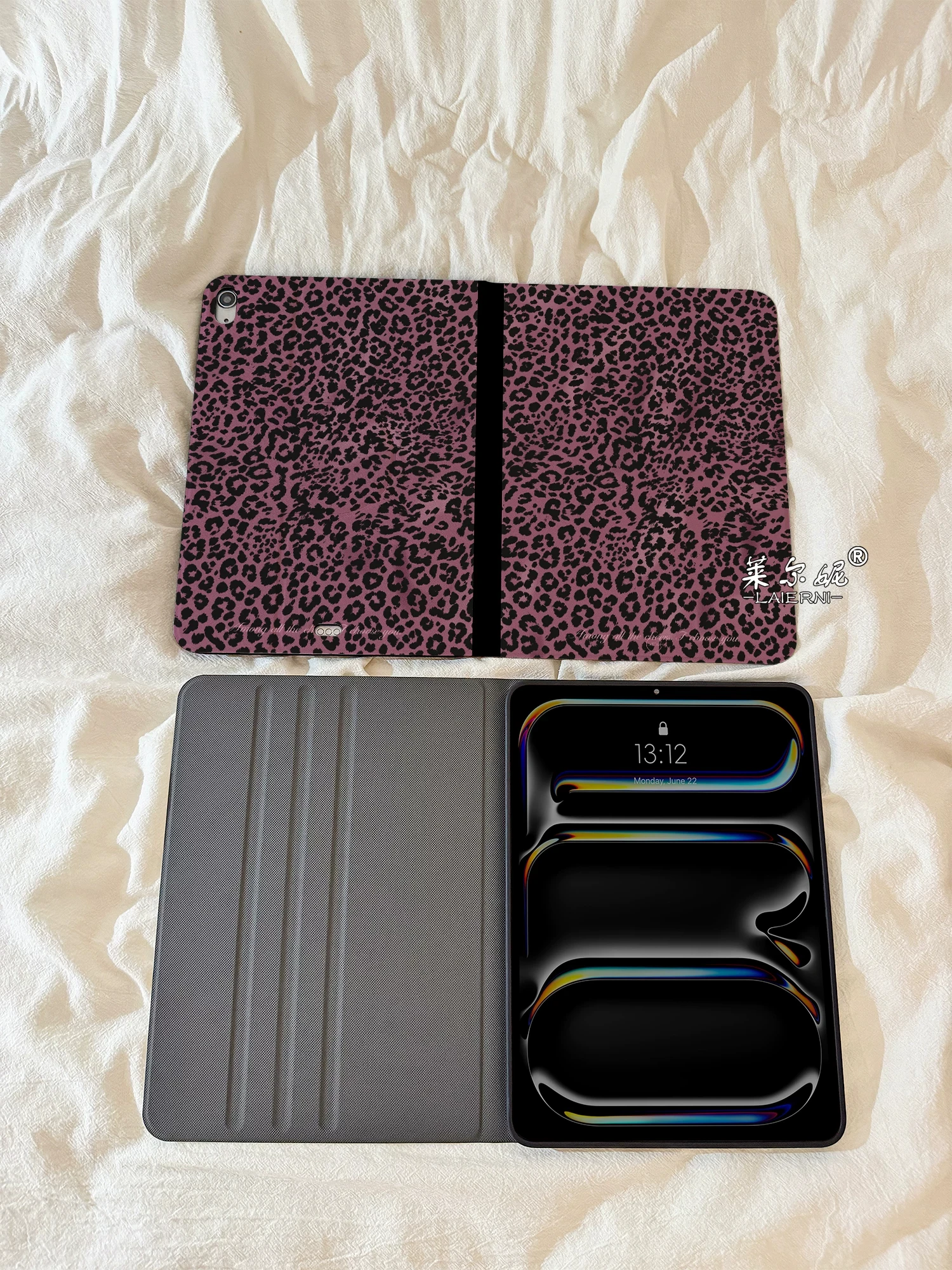 Retro Deep Pink Leopard Print Tablet Cover For iPad Pro 13 11th M5 M4 12.9 A16 8 7 9th 10th Air 11 M2 M3 Mini Book Rotation Case