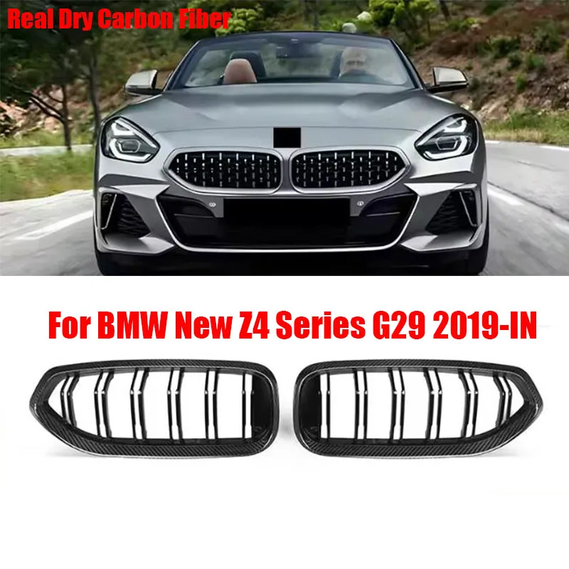 

For BMW New Z4 G29 2019-IN Real Dry Carbon Fiber Kidney Hood Radiator Grille Gloss Black Replacement Front Bumper Racing Grills