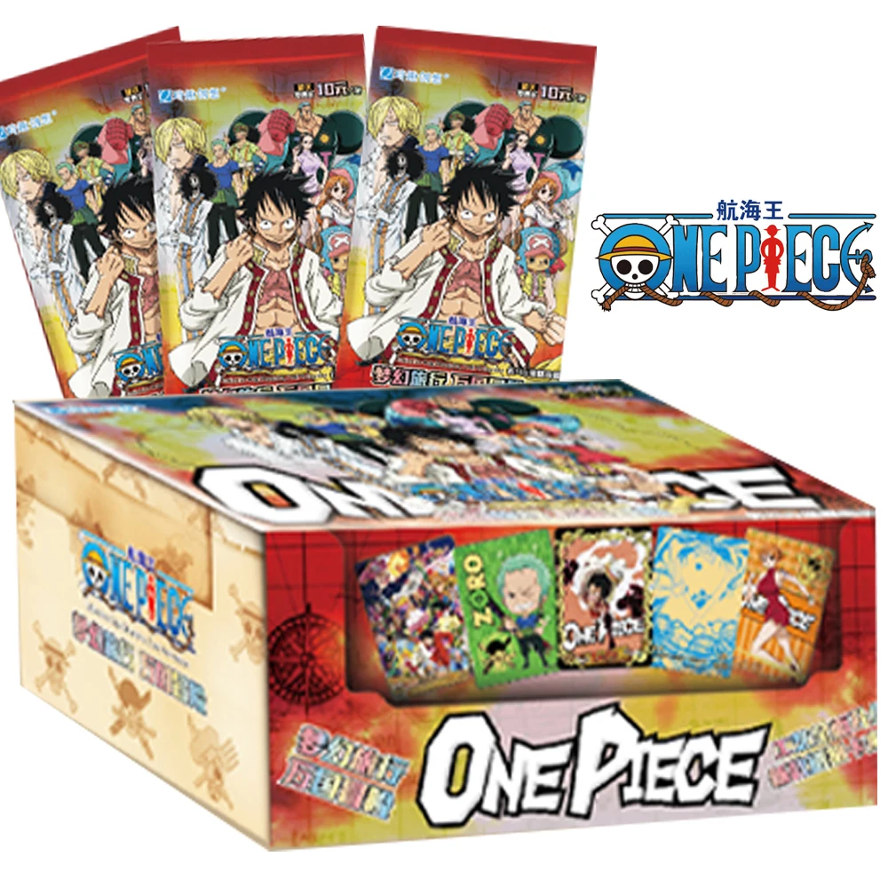 

One Piece Card Collection Cake Island Chapter Hot Blooded Adventure Anime Character Luffy Transparent Gold Plating Card Kid Gift