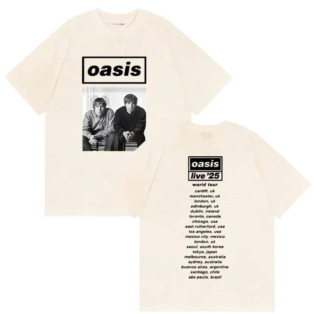 British Rock O-Oasis Live 25 Tour 2025 Nuova maglietta da donna Hip Hop Gothic Manica corta T-shirt da uomo Punk Tide Abbigliamento T-shirt