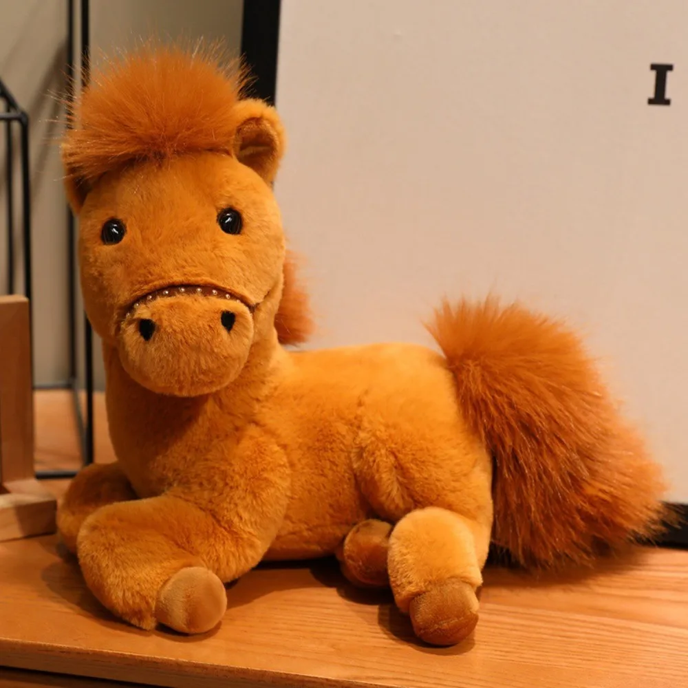 

Cool Lifelike Pony Soft Resting Prone Horse Adorable Lying Horse Stuffed Animal Desktop Pets