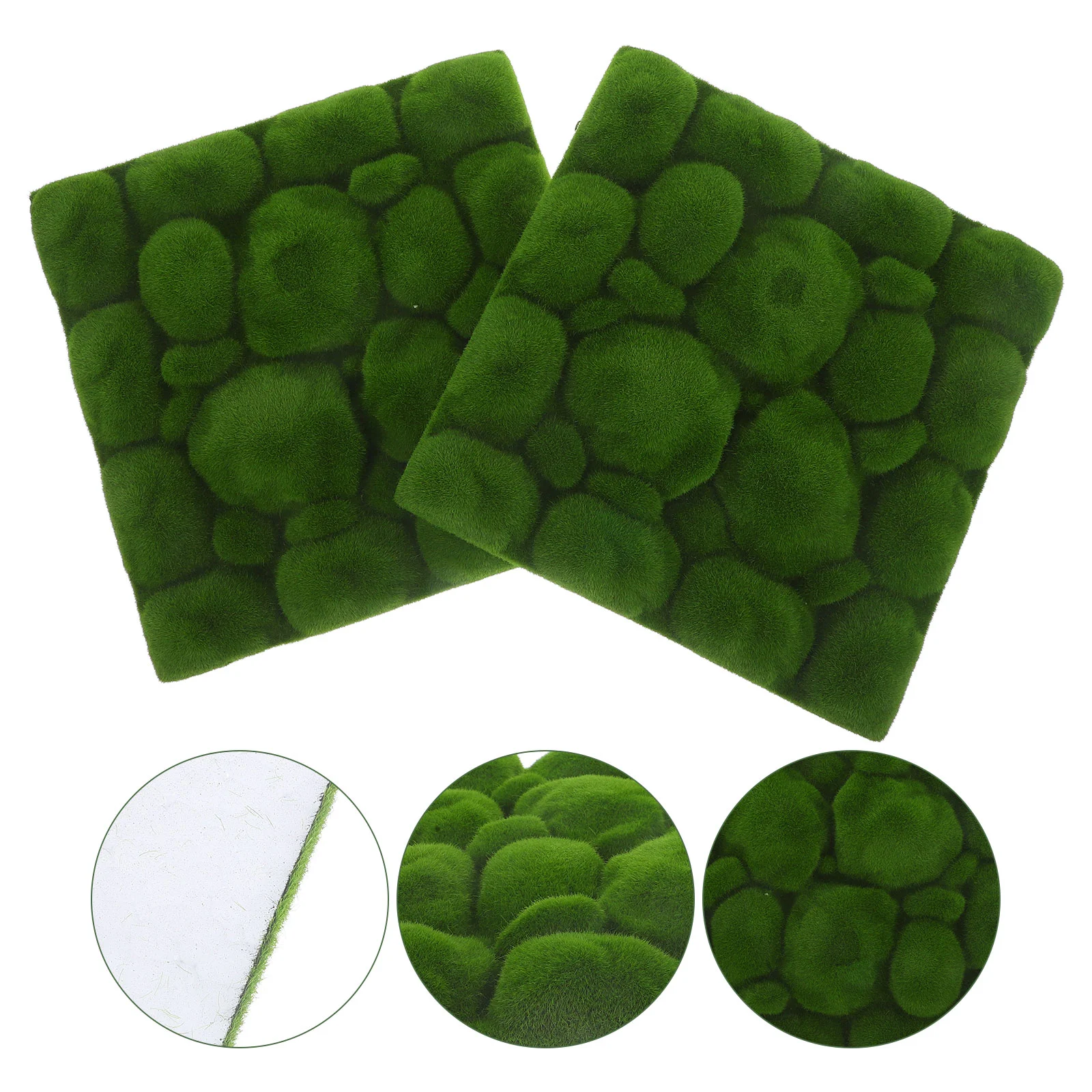 2 Pcs Green Decor Simulated Moss Decoration Faux Outdoor Plants Wall Decors Artificial Pad Floral Runner Rug