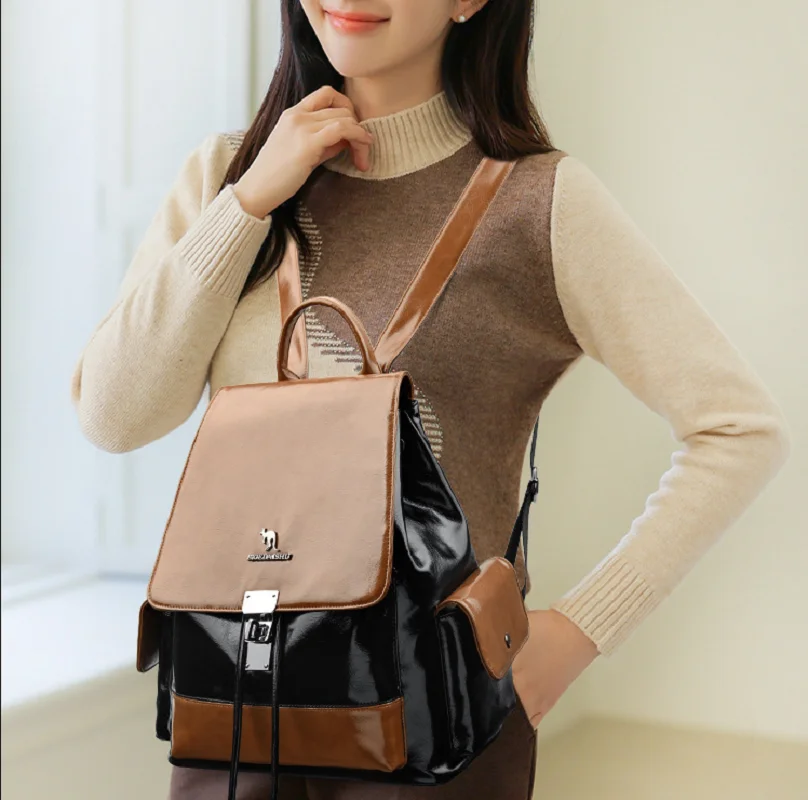 New Arrival Fashion High Quality Leather Anti Theft Travel Backpacks Women's Large Capacity Shoulder Bags Totes School Bag