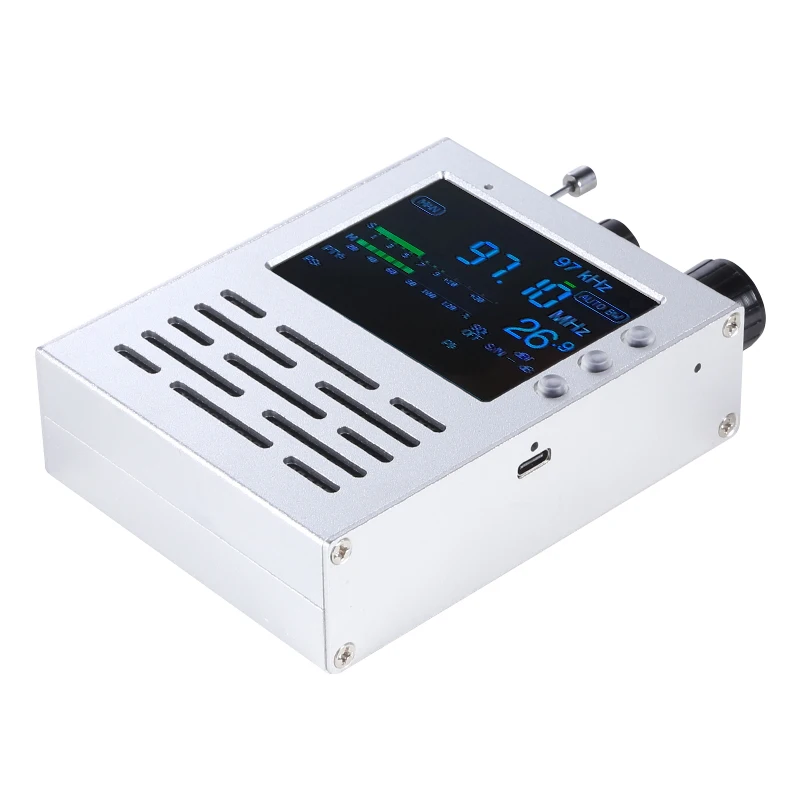 1.2 TEF6686 RDS Full Band FM/MW/Short Wave HF/LW Radio Receiver + 3.2inch LCD +3000MAh Battery + Metal Case + Speaker + Antenna